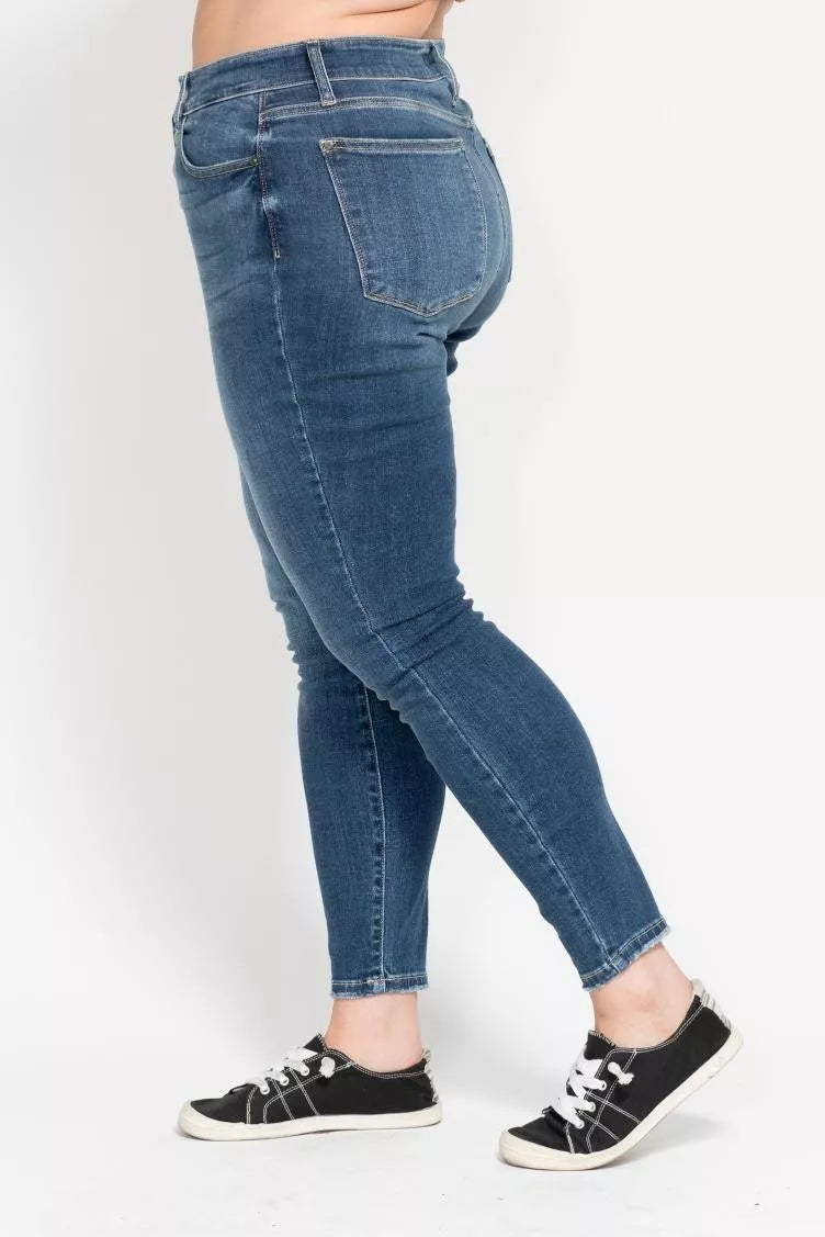 Judy Blue Full Size High Rise Button Fly Skinny Jeans Plus Size - Merit Sell