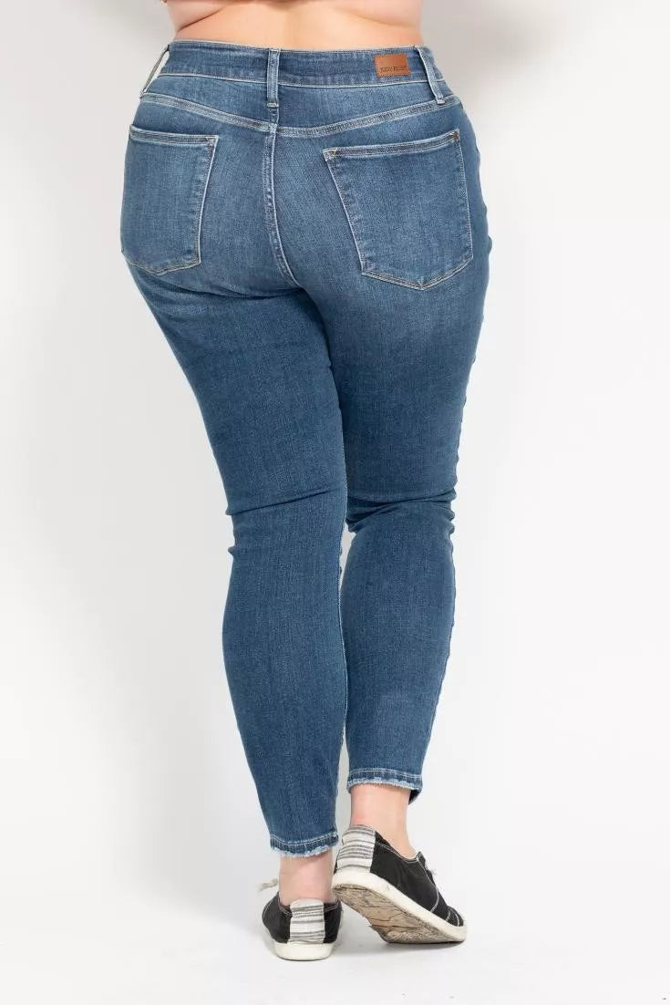 Judy Blue Full Size High Rise Button Fly Skinny Jeans Plus Size - Merit Sell