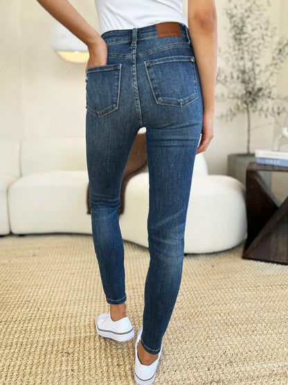 Judy Blue Full Size Mid Waist Distressed Slim Jeans - Merit Sell