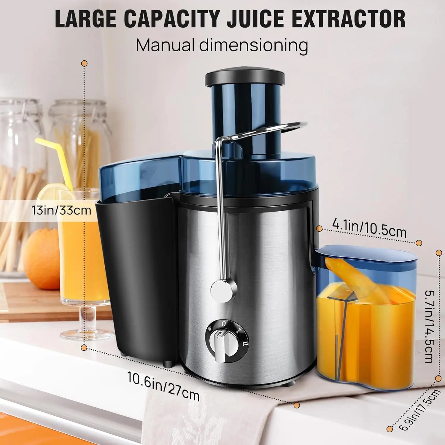 Juicer, Juicer Machines, Fruit and Vegetable Juice Extractor, Compact Juicer with 3 Speed Control, 500ML Capacity, Drip Stop - Merit Sell