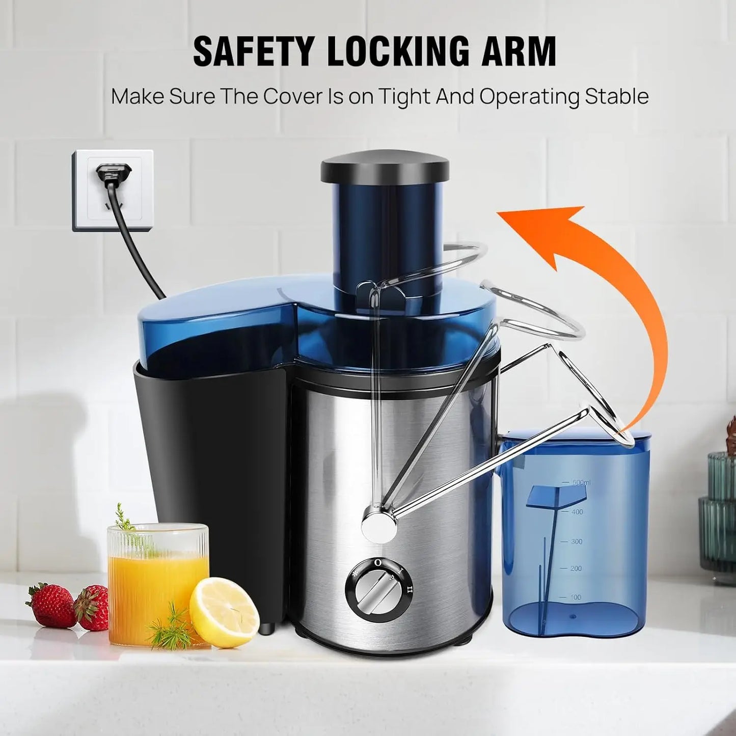 Juicer, Juicer Machines, Fruit and Vegetable Juice Extractor, Compact Juicer with 3 Speed Control, 500ML Capacity, Drip Stop - Merit Sell