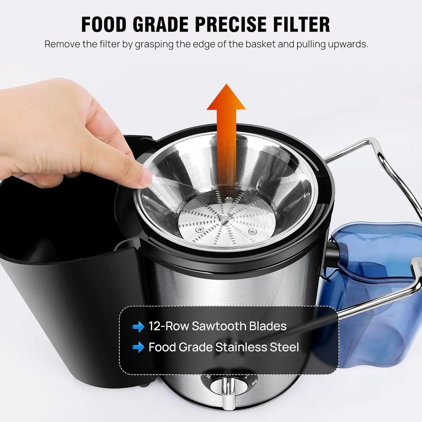 Juicer, Juicer Machines, Fruit and Vegetable Juice Extractor, Compact Juicer with 3 Speed Control, 500ML Capacity, Drip Stop - Merit Sell