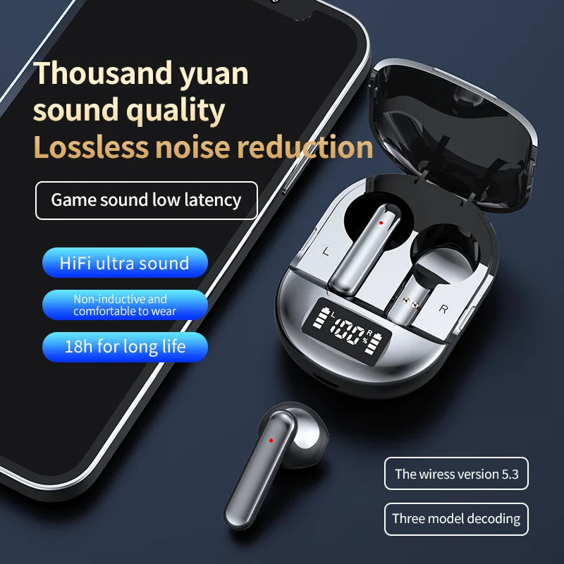 K40 Touch Control 5.3 Wireless Earphones HIFI 3D Stereo Headphones Running Sport Gaming Headset TWS ENC Noise Canceling Earbuds - Merit Sell