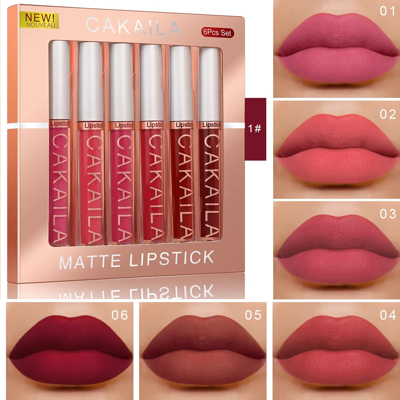 KACAILA 6/10 Colors Lipstick Set Velvet Matte Liquid Lip Gloss Non Stick Cup Waterproof Long Lasting Female Make Up of Gift Set - Merit Sell