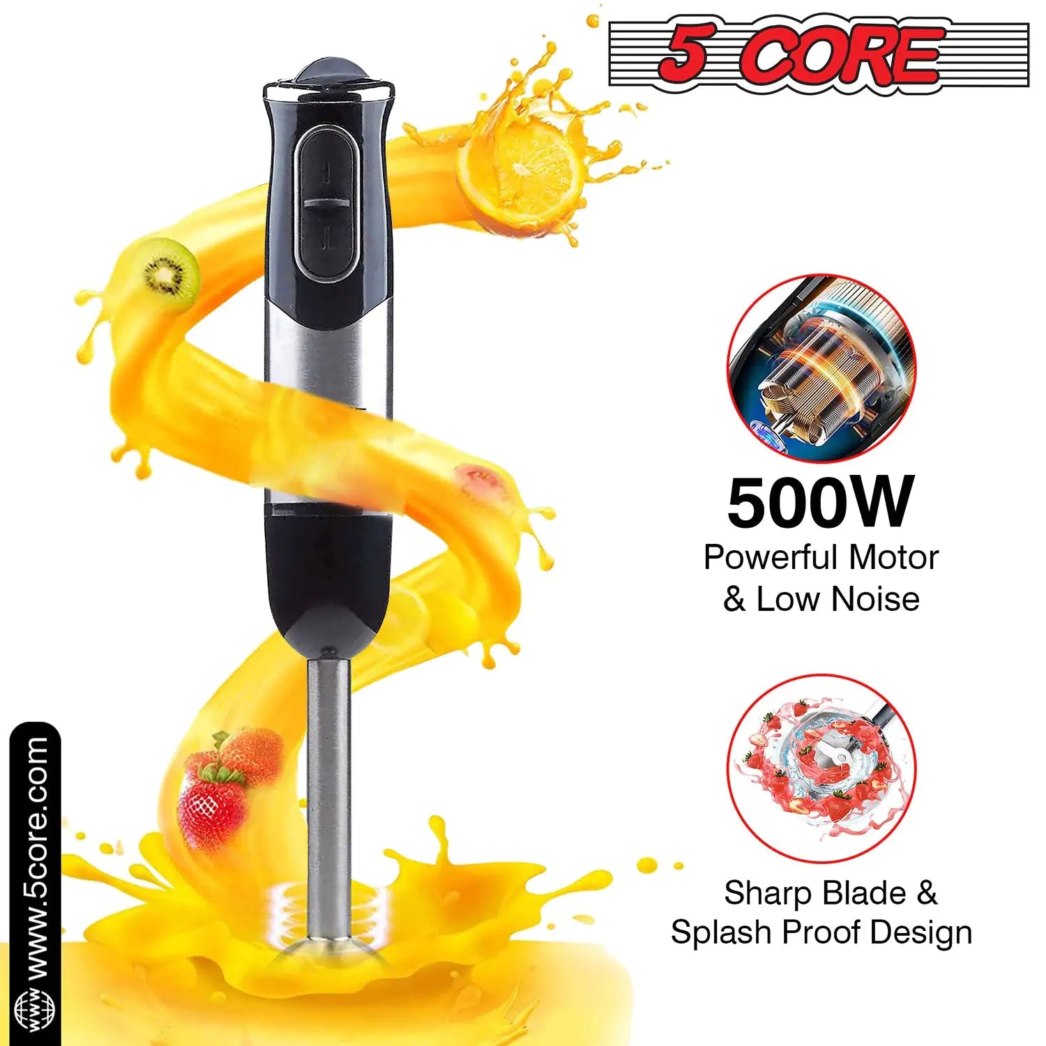 5Core 500W Immersion Hand Blender | Powerful Mixing