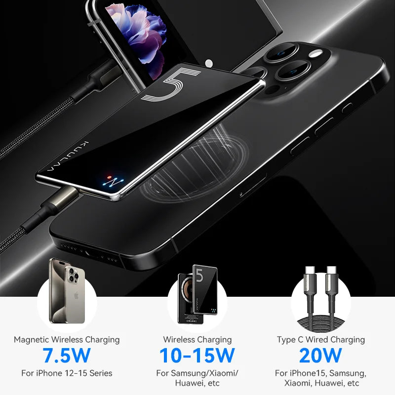 KUULAA Magsafe Power Bank 5000mAh Magnetic Wireless Phone Charger External Battery 20W Fast Charging For iPhone 16 15 PowerBank - Merit Sell