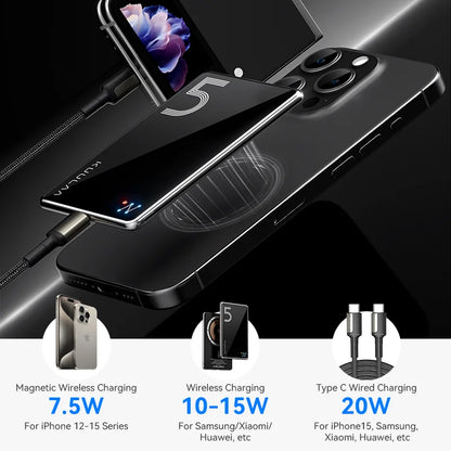 KUULAA Magsafe Power Bank 5000mAh Magnetic Wireless Phone Charger External Battery 20W Fast Charging For iPhone 16 15 PowerBank - Merit Sell