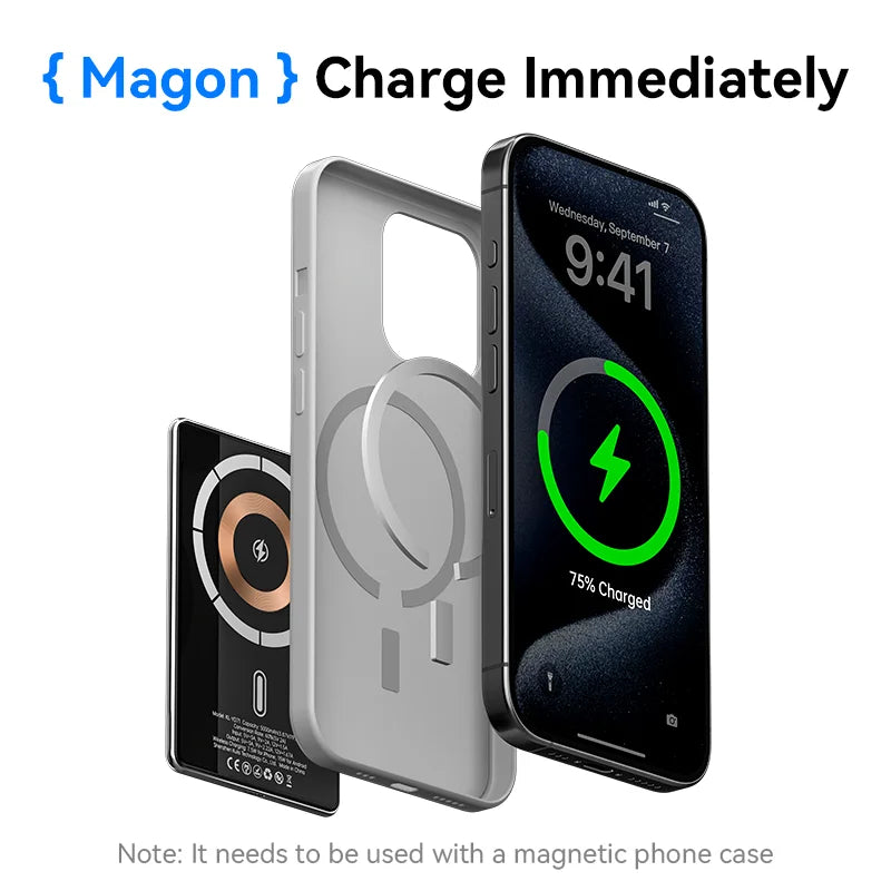 KUULAA Magsafe Power Bank 5000mAh Magnetic Wireless Phone Charger External Battery 20W Fast Charging For iPhone 16 15 PowerBank - Merit Sell
