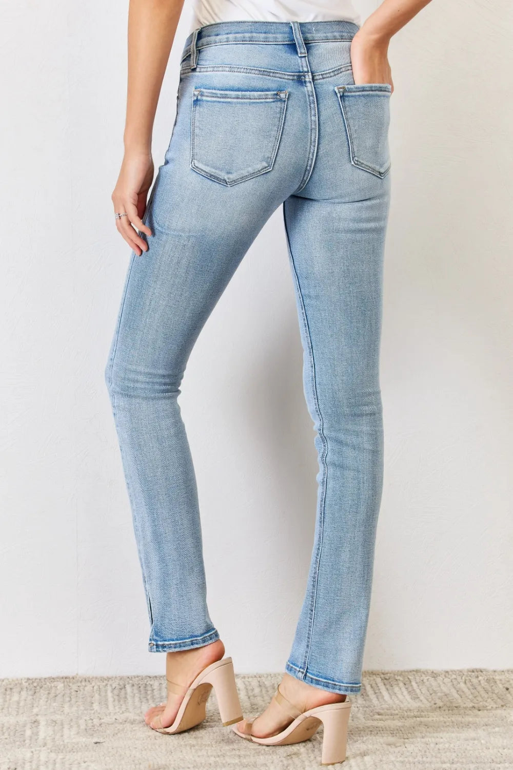 Kancan Full Size Mid Rise Y2K Slit Bootcut Jeans - Merit Sell