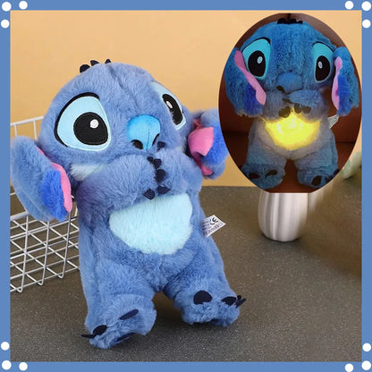 Kawaii Stitch Plush Doll Baby Sleeping Companion Sound Soothing Musical Kawaii With Air Bag and Light Doll Breathing Toys Gifts - Merit Sell