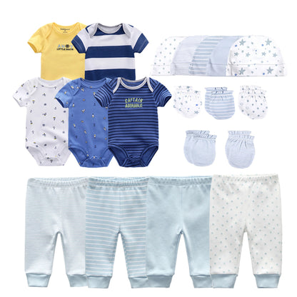 Kiddiezoom Baby Clothing Sets Newborn Boy Girl Infant Bodysuits+Pants+Hats+Gloves/Bibs Unisex Clothes Bebes - Merit Sell