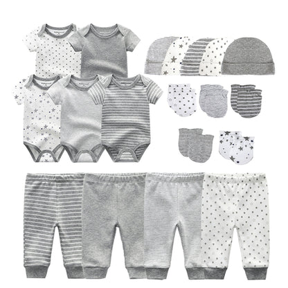 Kiddiezoom Baby Clothing Sets Newborn Boy Girl Infant Bodysuits+Pants+Hats+Gloves/Bibs Unisex Clothes Bebes - Merit Sell