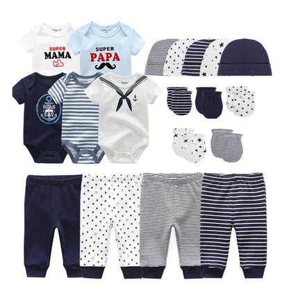 Kiddiezoom Baby Clothing Sets Newborn Boy Girl Infant Bodysuits+Pants+Hats+Gloves/Bibs Unisex Clothes Bebes - Merit Sell