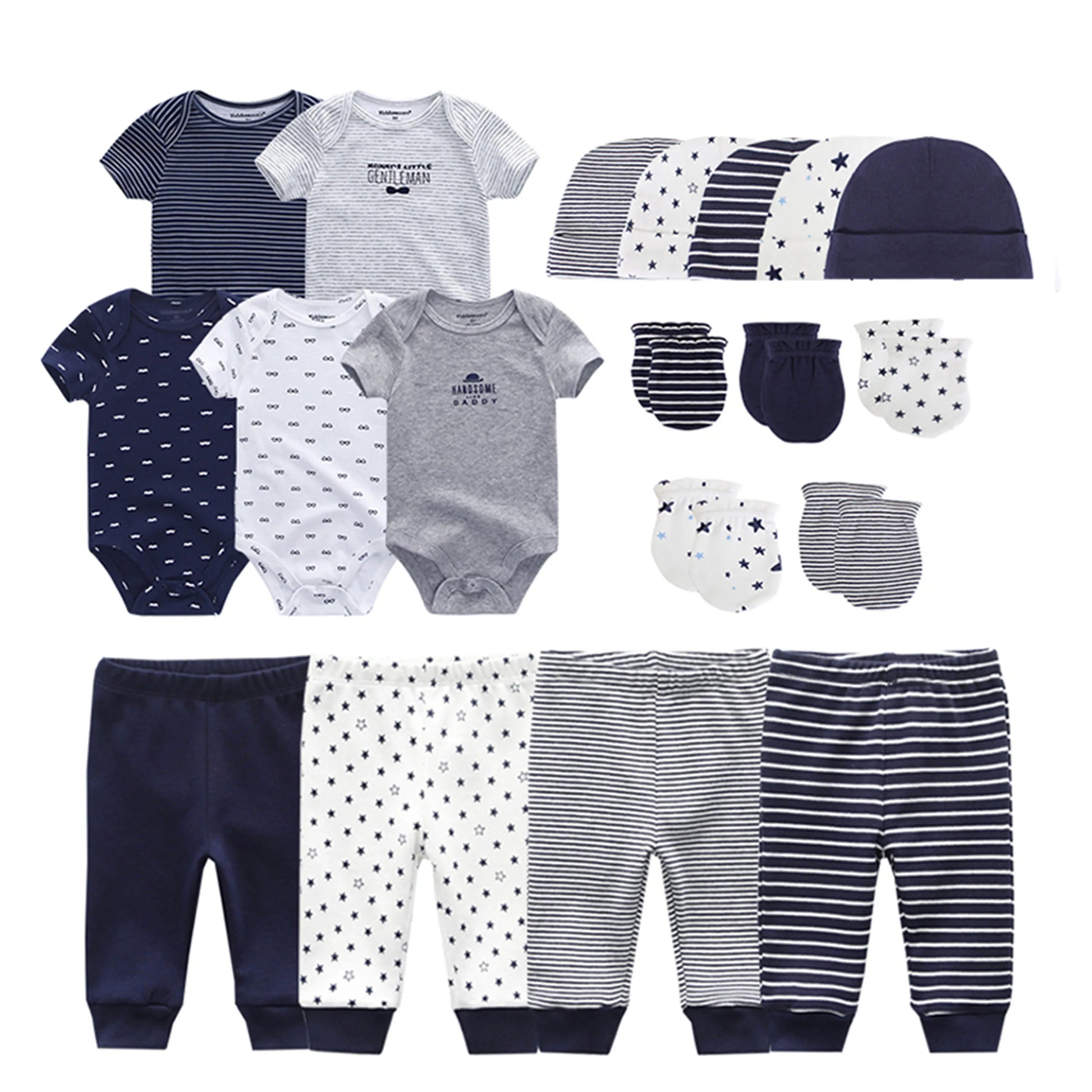 Kiddiezoom Baby Clothing Sets Newborn Boy Girl Infant Bodysuits+Pants+Hats+Gloves/Bibs Unisex Clothes Bebes - Merit Sell