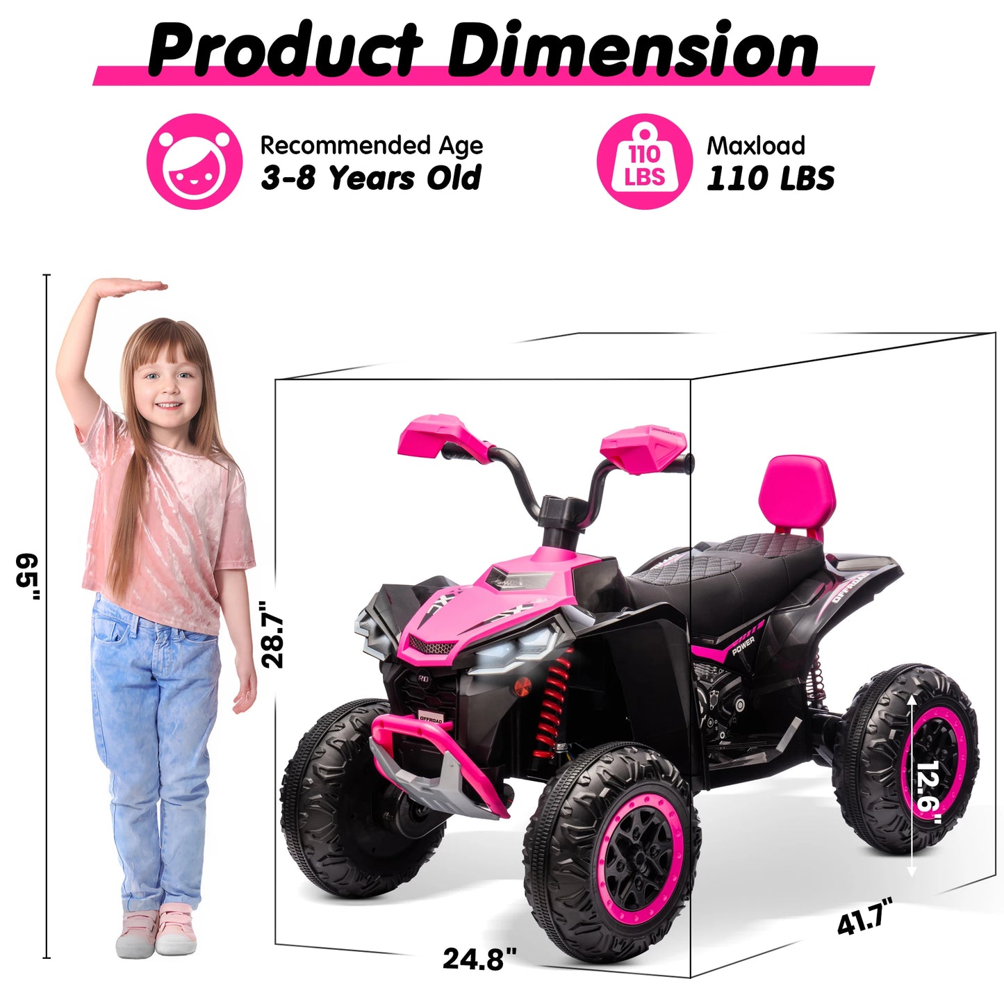 Kids ATV 4 Wheeler, JOYRACER Upgraded 2 Seater 24V Ride On Toy for Big Kid w/800W Powerful Motor, Battery Powered - Merit Sell