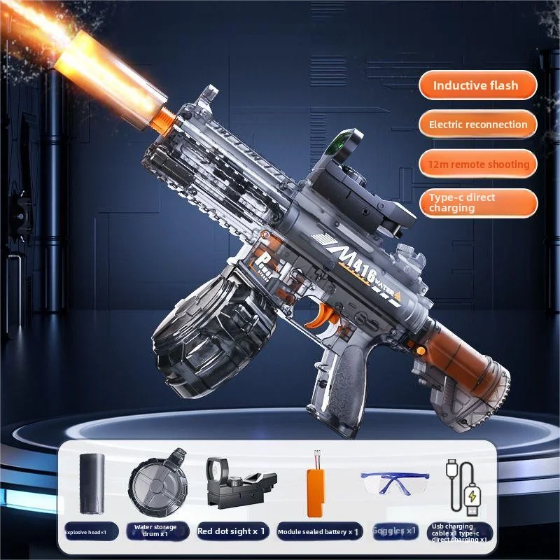 Kids Electric Water Gun with Sound & Lights - Tactical Assault Rifle Toy for Outdoor Games, Pool Beach Summer Fun Ages 8-12 - Merit Sell