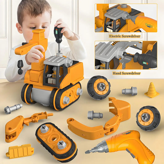 Kids Engineering Vehicle Electric Drill Tool Screw Toys Nut Disassembly Children Educational Assembled Sets For Boys Gift - Merit Sell