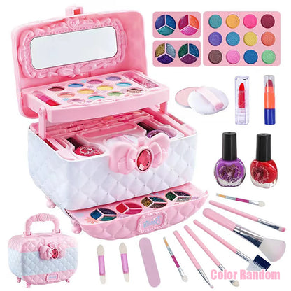 Kids Makeup Kit for Girls Princess Real Washable Pretend Play Cosmetic Set Toys with Mirror Non-Toxic & Safe Birthday Gifts - Merit Sell