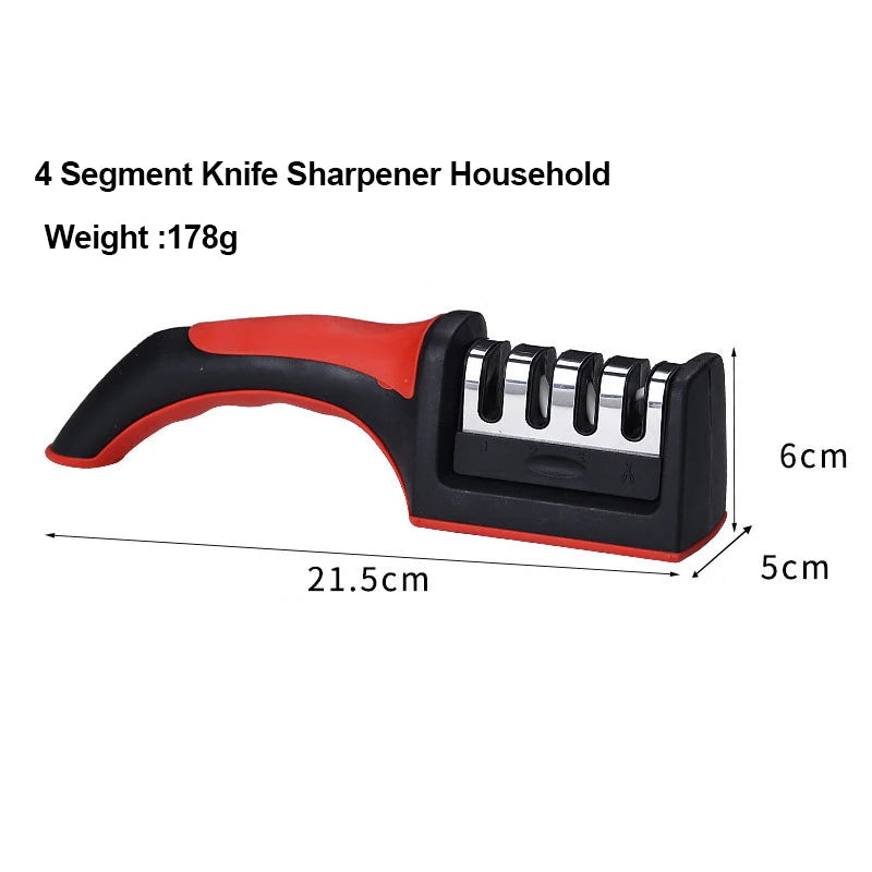 Kitchen 4Segment Knife Sharpener Household Multi-Functional Hand-Held Three-Purpose Black Sharpening Stone - Merit Sell