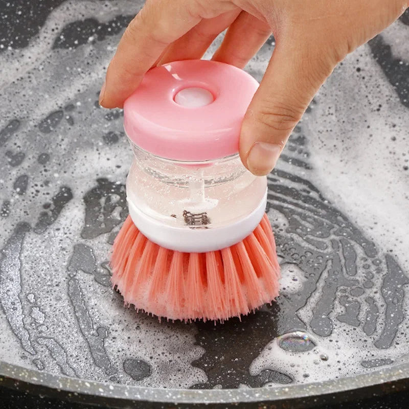 Kitchen Wash Pot Dish Brush Washing Utensils with Washing Up Liquid Soap Dispenser Household Kitchen Cleaning Accessories - Merit Sell