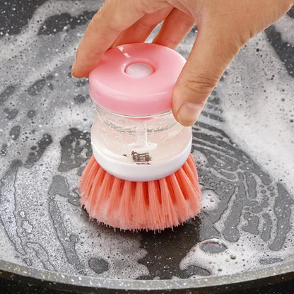 Kitchen Wash Pot Dish Brush Washing Utensils with Washing Up Liquid Soap Dispenser Household Kitchen Cleaning Accessories - Merit Sell