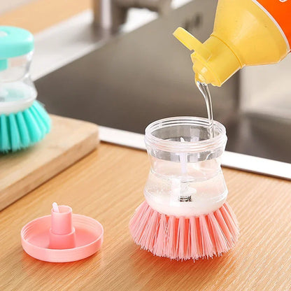 Kitchen Wash Pot Dish Brush Washing Utensils with Washing Up Liquid Soap Dispenser Household Kitchen Cleaning Accessories - Merit Sell