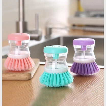 Kitchen Wash Pot Dish Brush Washing Utensils with Washing Up Liquid Soap Dispenser Household Kitchen Cleaning Accessories - Merit Sell