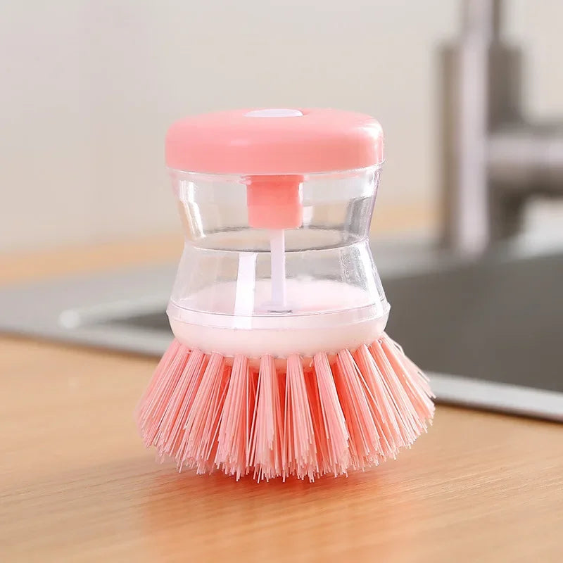 Kitchen Wash Pot Dish Brush Washing Utensils with Washing Up Liquid Soap Dispenser Household Kitchen Cleaning Accessories - Merit Sell
