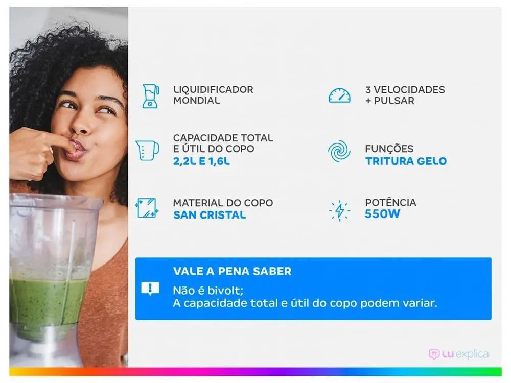 L-99 FB Black Mondial Turbo Power Blender with 3 Speeds Filter 550W - 110V - Merit Sell