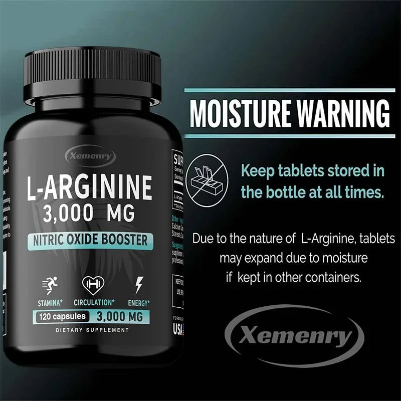 L-Arginine 3000mg - Men's Strength and Endurance Supplement,Support Reproductive Health - 120 Capsules - Merit Sell