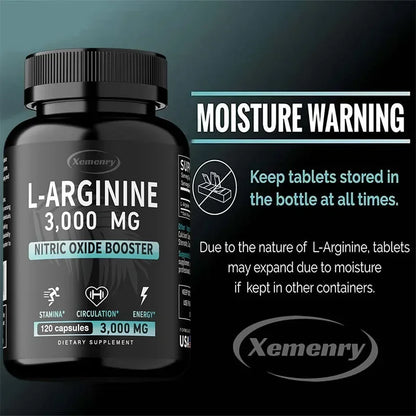 L-Arginine 3000mg - Men's Strength and Endurance Supplement,Support Reproductive Health - 120 Capsules - Merit Sell