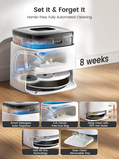 LEFANT Robot Vacuum Cleaner with Mapping, 12000Pa Suction, Emptying Station, Automatic Washing and Drying, DTOF Laser - Merit Sell