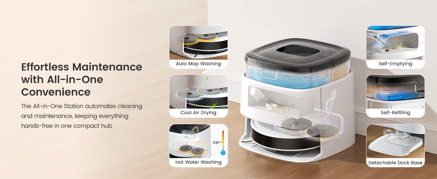 LEFANT Robot Vacuum Cleaner with Mapping, 12000Pa Suction, Emptying Station, Automatic Washing and Drying, DTOF Laser - Merit Sell