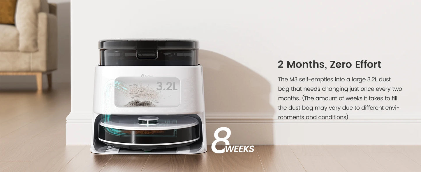 LEFANT Robot Vacuum Cleaner with Mapping, 12000Pa Suction, Emptying Station, Automatic Washing and Drying, DTOF Laser - Merit Sell