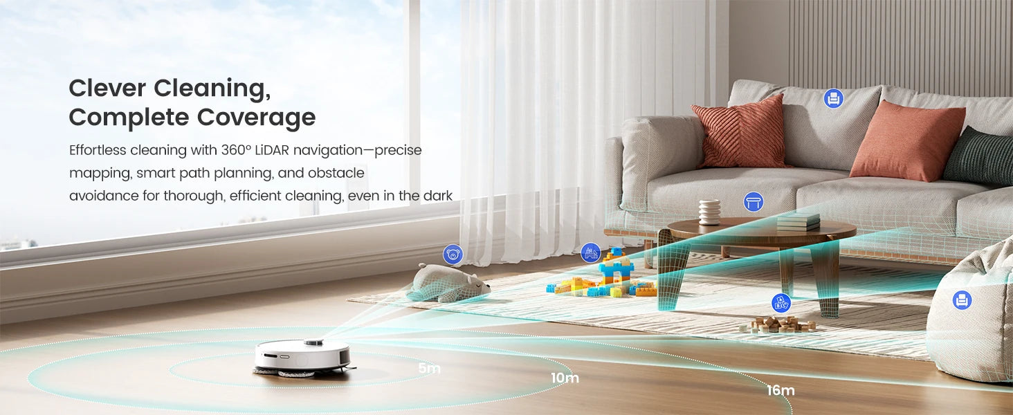 LEFANT Robot Vacuum Cleaner with Mapping, 12000Pa Suction, Emptying Station, Automatic Washing and Drying, DTOF Laser - Merit Sell