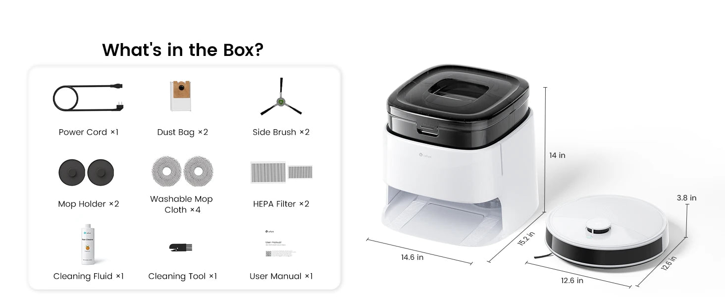 LEFANT Robot Vacuum Cleaner with Mapping, 12000Pa Suction, Emptying Station, Automatic Washing and Drying, DTOF Laser - Merit Sell