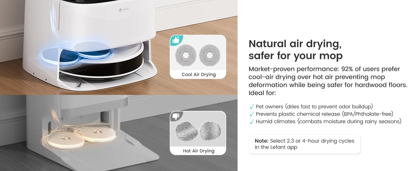 LEFANT Robot Vacuum Cleaner with Mapping, 12000Pa Suction, Emptying Station, Automatic Washing and Drying, DTOF Laser - Merit Sell