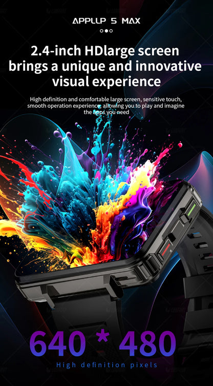 LOKMAT APPLLP 5 MAX Android Watch Phone Square Big Screen Wifi 4G Calls Smartwatches Dual Camera with Flashlight Gaming Watch - Merit Sell