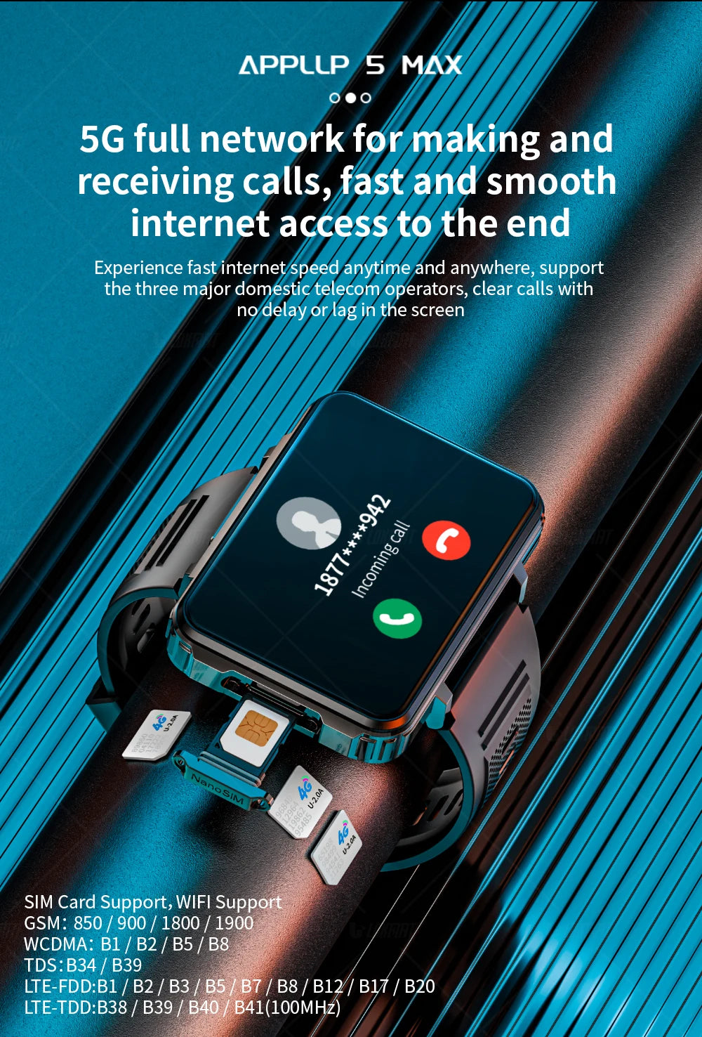 LOKMAT APPLLP 5 MAX Android Watch Phone Square Big Screen Wifi 4G Calls Smartwatches Dual Camera with Flashlight Gaming Watch - Merit Sell