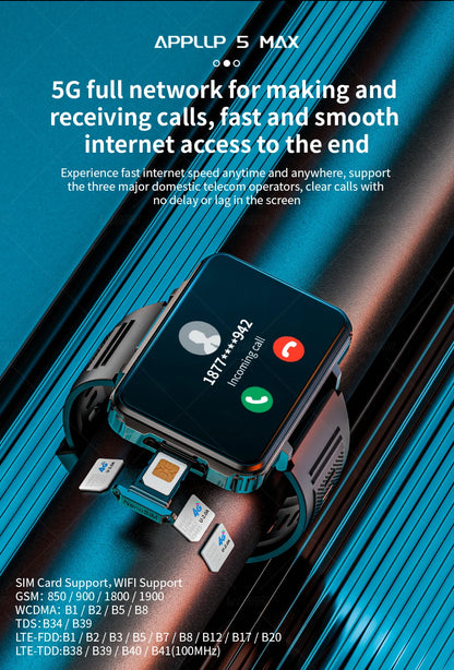 LOKMAT APPLLP 5 MAX Android Watch Phone Square Big Screen Wifi 4G Calls Smartwatches Dual Camera with Flashlight Gaming Watch - Merit Sell