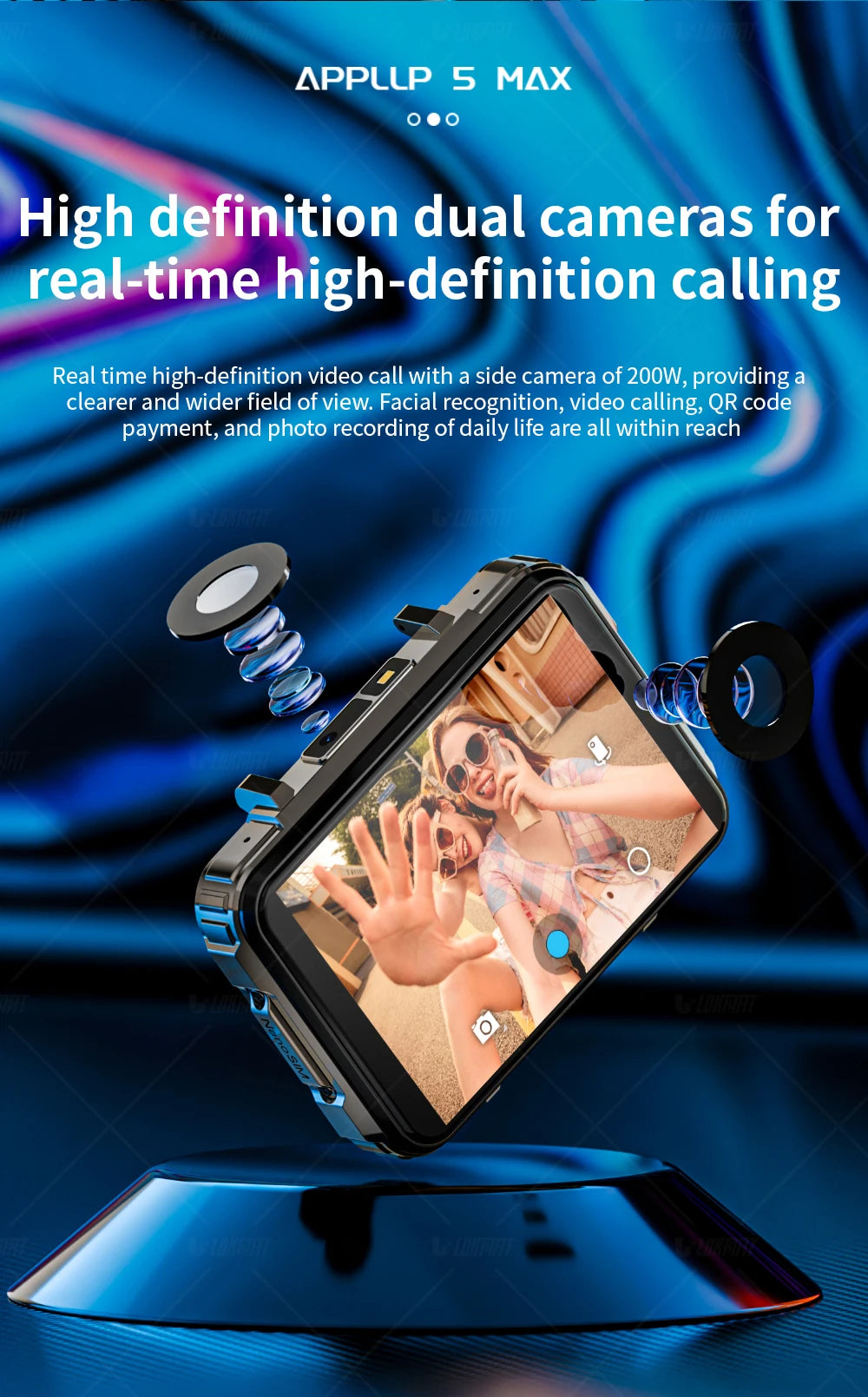 LOKMAT APPLLP 5 MAX Android Watch Phone Square Big Screen Wifi 4G Calls Smartwatches Dual Camera with Flashlight Gaming Watch - Merit Sell