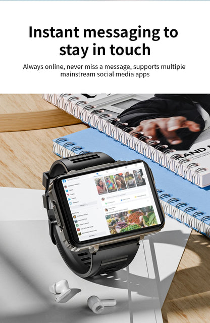 LOKMAT APPLLP 5 MAX Android Watch Phone Square Big Screen Wifi 4G Calls Smartwatches Dual Camera with Flashlight Gaming Watch - Merit Sell