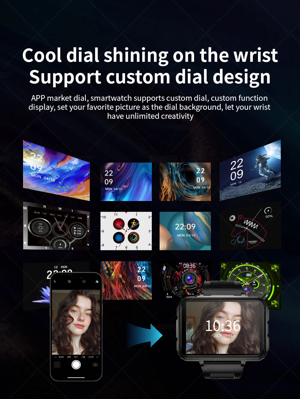 LOKMAT APPLLP 5 MAX Android Watch Phone Square Big Screen Wifi 4G Calls Smartwatches Dual Camera with Flashlight Gaming Watch - Merit Sell