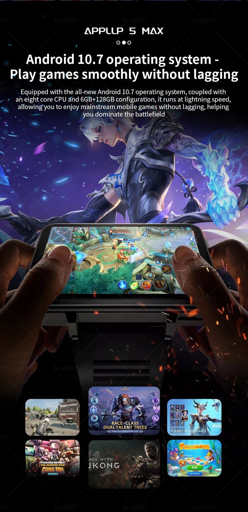 LOKMAT APPLLP 5 MAX Android Watch Phone Square Big Screen Wifi 4G Calls Smartwatches Dual Camera with Flashlight Gaming Watch - Merit Sell