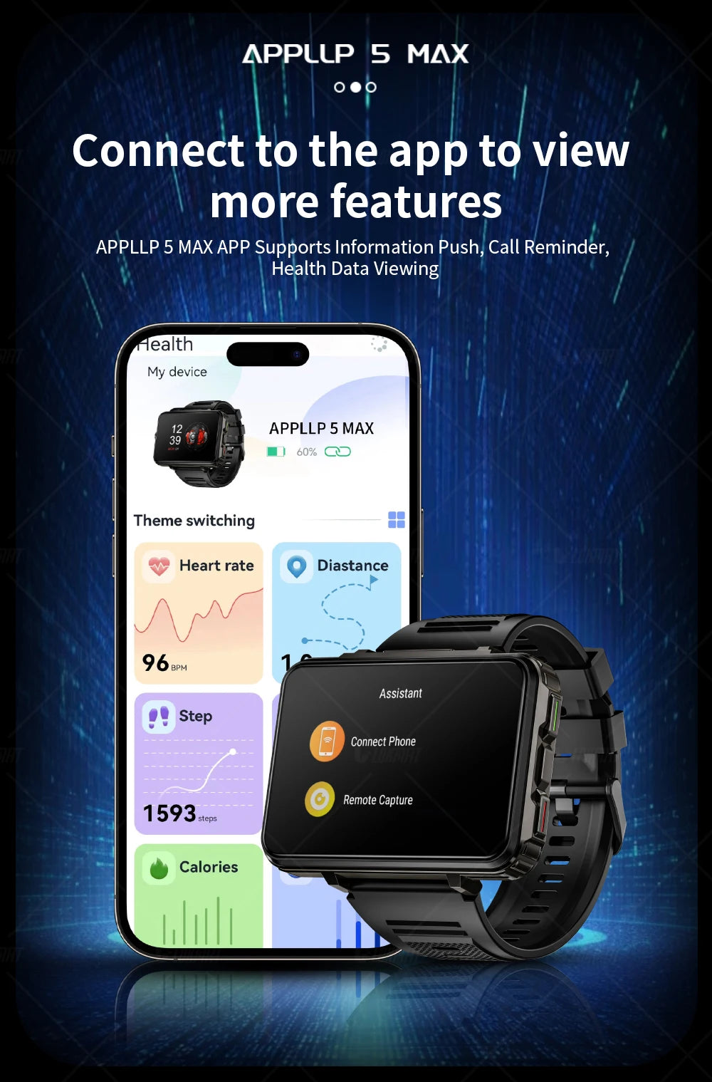 LOKMAT APPLLP 5 MAX Android Watch Phone Square Big Screen Wifi 4G Calls Smartwatches Dual Camera with Flashlight Gaming Watch - Merit Sell