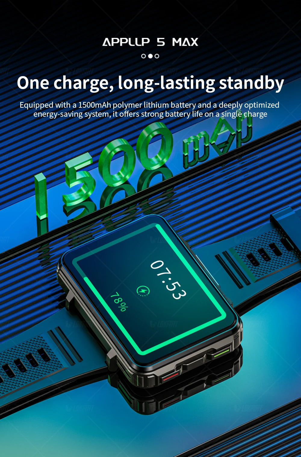 LOKMAT APPLLP 5 MAX Android Watch Phone Square Big Screen Wifi 4G Calls Smartwatches Dual Camera with Flashlight Gaming Watch - Merit Sell