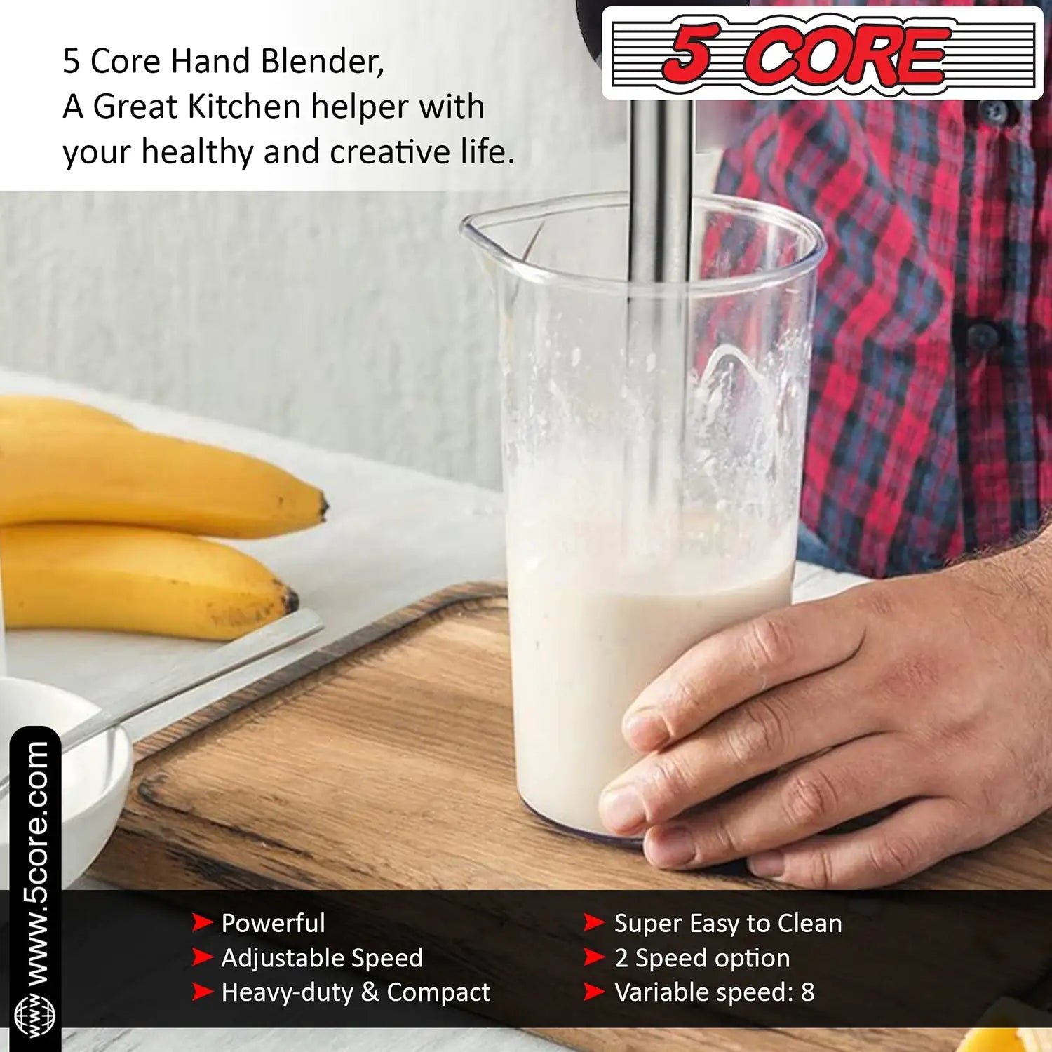 5Core 500W Immersion Hand Blender | Powerful Mixing