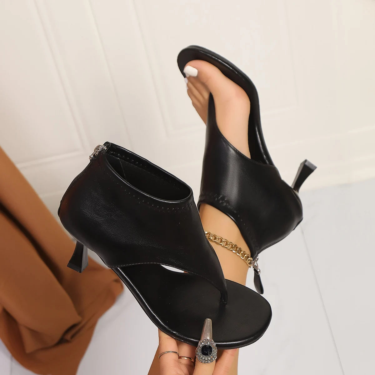 Ladies Sandals Booties Women Pumps Flip Flops High Heels Modern Summer Slides Fashion Party Boots Peep Toe Female Shoes - Merit Sell