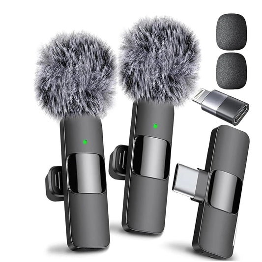 Lavalier Microphone Wireless Audio Recording Mic Type-C Charging Portable Noise Canceling Microphone for iPhone PC Tablet Camera - Merit Sell