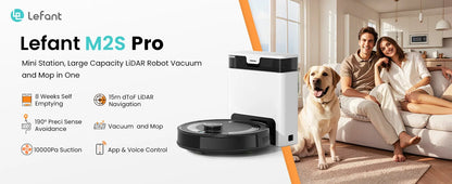 Lefant M2S Robot Vacuum Cleaner with Mapping, 10000Pa Suction, Automatic Dust Station,Laser Navigation, PSD Avoidance Technology - Merit Sell